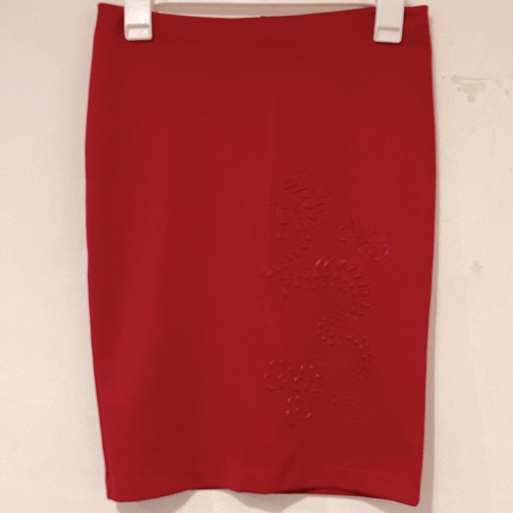 Vintage DRAGON  Embedded Red Skirt ~ Well Detailed Dragon Skirt pre~loved